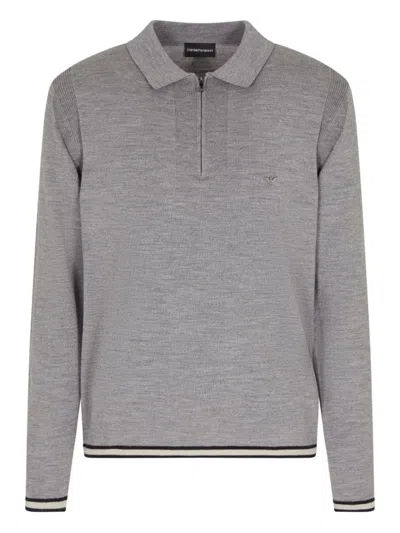 EMPORIO ARMANI GREY WOOL POLO SHIRT