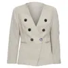Emporio Armani Grid Overstitch Quilted Double Breasted Blazer In Multi