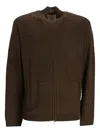 Emporio Armani Grid-pattern Zip-up Cardigan In Brown