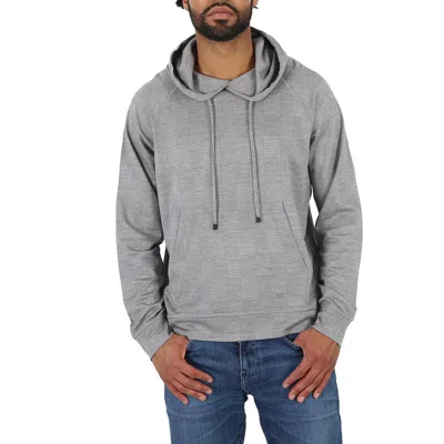 Emporio Armani Grigio Prince Of Wales Eucalyptus Wool-blend Jersey Hoodie In Metallic