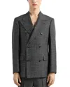 Emporio Armani Grisaille Regular Fit Double Breasted Suit Jacket In Dark Grey