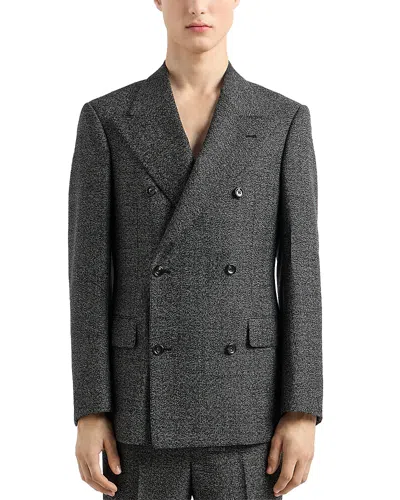 EMPORIO ARMANI GRISAILLE REGULAR FIT DOUBLE BREASTED SUIT JACKET