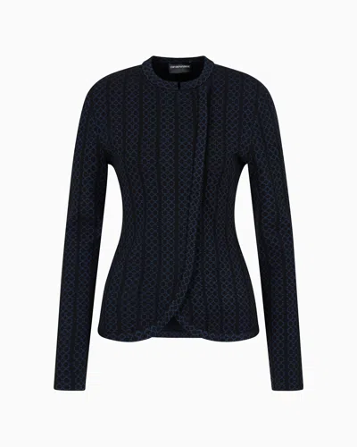 Emporio Armani Guru-collar Jacket In Two-tone Jacquard In Black
