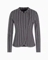 Emporio Armani Two Tone Jacquard Collarless Jacket In Grey