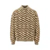 Emporio Armani Hair-blend Sweater With Chevron Motif In Green