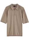 Emporio Armani Half-zip Jersey-knit Polo Shirt In Brown