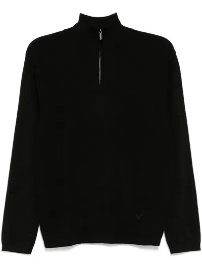 Emporio Armani Half-zip Jumper In Blue
