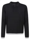 Emporio Armani Half-zip Wool-blend Polo Shirt In Black