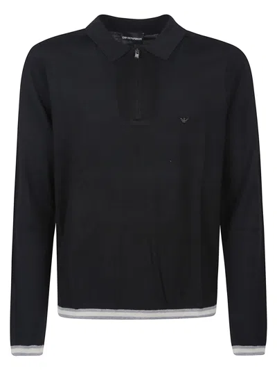 EMPORIO ARMANI HALF ZIP POLO NECK SWEATER