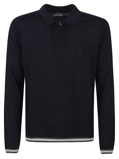 EMPORIO ARMANI HALF ZIP POLO NECK SWEATER