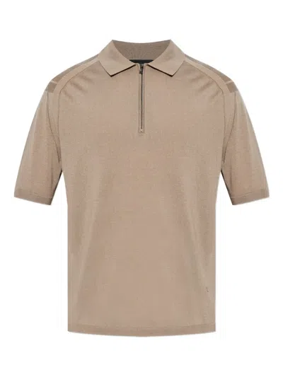 Emporio Armani Half-zip Polo Shirt In Neutral
