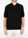 Emporio Armani Wool Blend Polo Shirt In Black