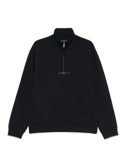 Emporio Armani Half-zip Sweatshirt In Blue