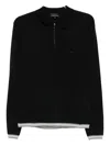 Emporio Armani Half-zip Wool-blend Polo Shirt In Black