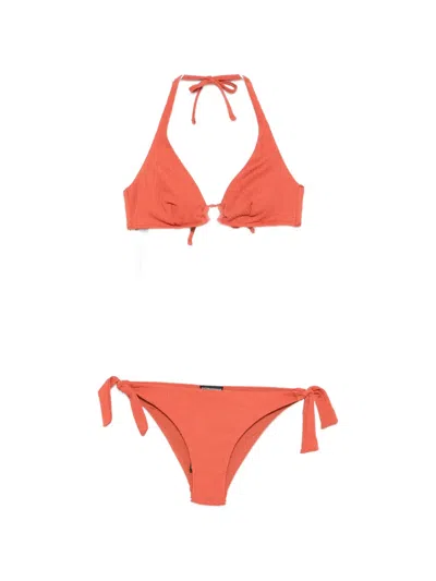 Emporio Armani Halter Neck One Piece Swimsuit Adjustable Straps In Red