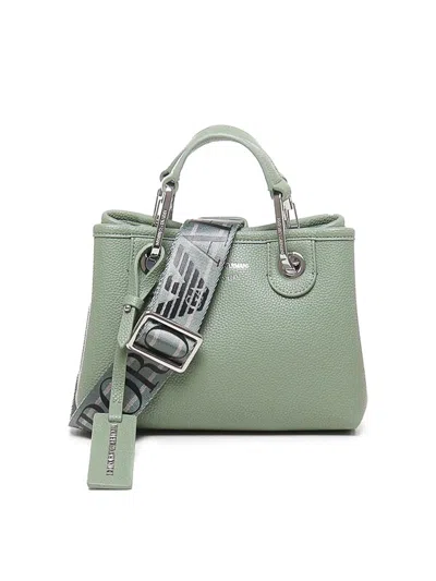 Emporio Armani Hammered Texture Handbag In Green