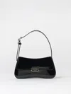 Emporio Armani Patent Faux Leather Shoulder Bag In Black