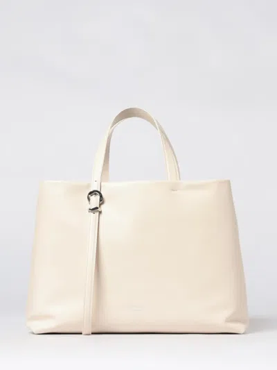 Emporio Armani Deva Leather Tote Bag In Neutral
