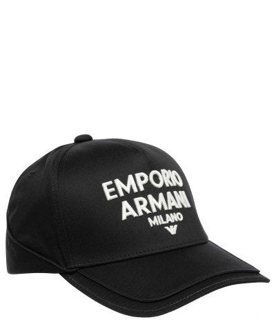 Emporio Armani Logo-embroidered Cotton Cap In Black