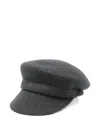Emporio Armani Embroidered Wool Beret In Gray