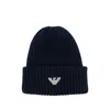 Emporio Armani Logo-embroidered Ribbed Beanie In Blue