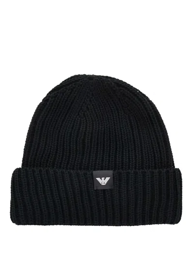Emporio Armani Woolen Hat In Black