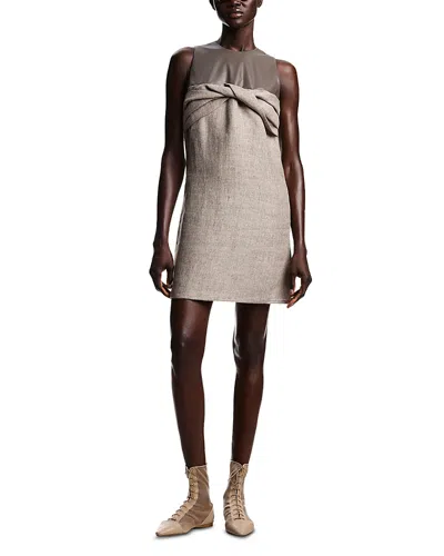 Emporio Armani Heavy Canvas Linen Sleeveless Dress In Brown