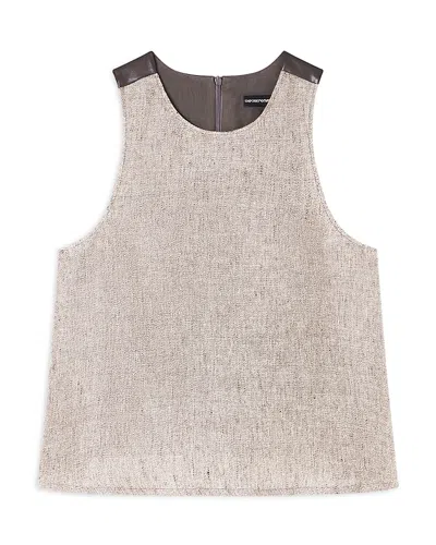 Emporio Armani Heavy Canvas Linen Sleeveless Shirt In Multi