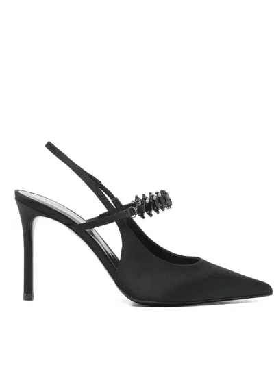 Emporio Armani Black Satin Slingback Pumps In Multi