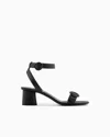 Emporio Armani Heeled Sandals With Leather Double Strap In Black