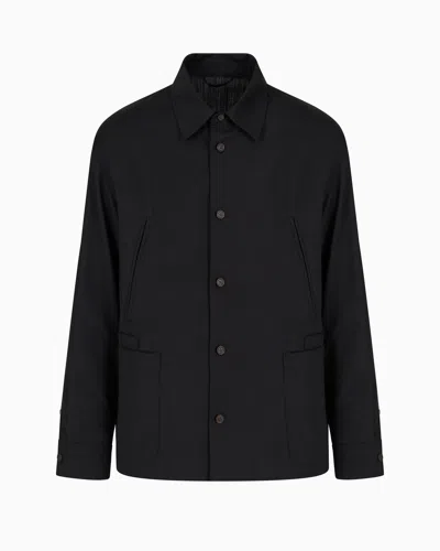 Emporio Armani Wool Shirt Jacket In Black