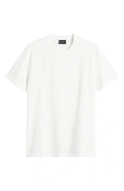 Emporio Armani Herringbone Cotton Polo In Off White