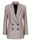 Emporio Armani Herringbone Double-breasted Blazer In Black
