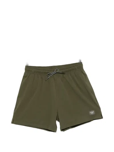 Emporio Armani Herringbone Logo Swim Shorts In Green