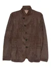 Emporio Armani Single-breasted Blazer Jacket Textured Finish In Brown