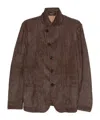 Emporio Armani Single-breasted Blazer Jacket Textured Finish In Brown