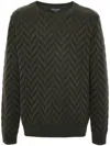 Emporio Armani Herringbone-pattern Sweater In Green