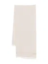 Emporio Armani Chevron Patterned Wool Scarf With Fringed Edges In Neutral