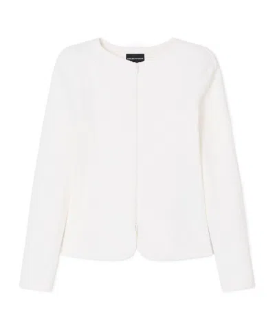 EMPORIO ARMANI HERRINGBONE-PATTERN ZIP-UP JACKET