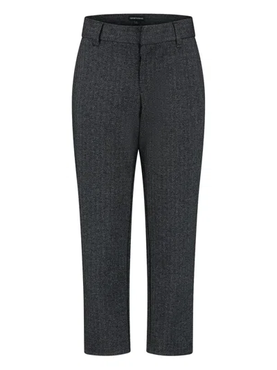 Emporio Armani Kids' Herringbone Trousers In Black