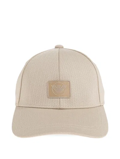 Emporio Armani Herringbone-pattern Logo-patch Baseball Cap In Neutral