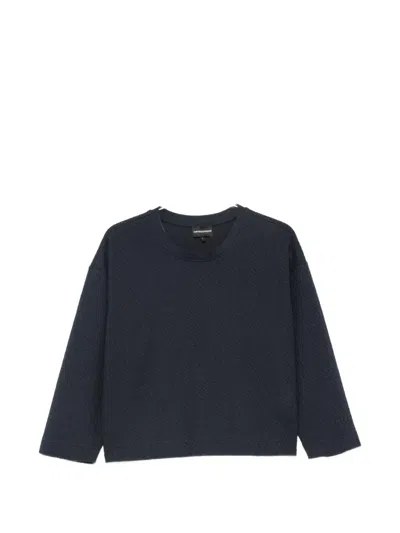 Emporio Armani Herringbone-textured Sweater In Blue
