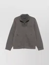 Emporio Armani High Collar Zipped Knit Sweatshirt With Pockets In Gray