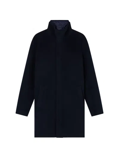 Emporio Armani High-neck Coat In Blue