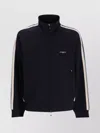 Emporio Armani High Neck Cotton Sweatshirt With Side Stripe In Black