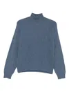Emporio Armani Diamond Pattern Knit Turtleneck Sweater In Blue
