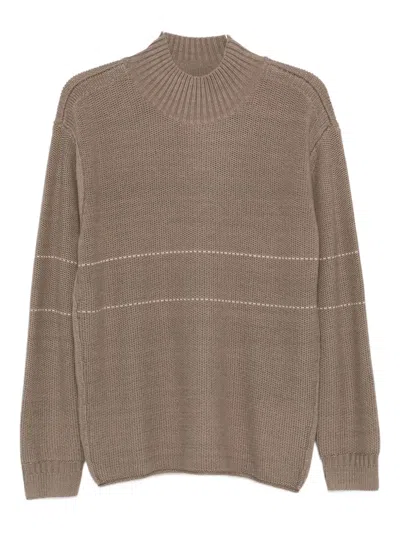 Emporio Armani High-neck Striped Sweater In Brown