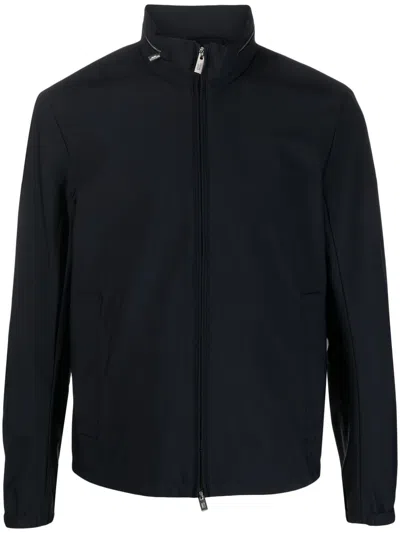 Emporio Armani High-neck Zip-up Jacket In Blue
