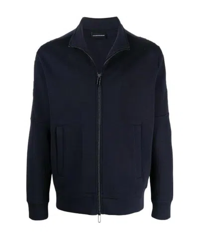Emporio Armani High Neck Zip-up Sweatshirt In Black