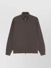 Emporio Armani High Neck Zippered Cotton Sweatshirt With Slip Pockets